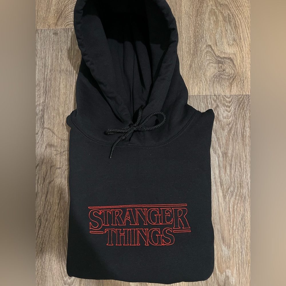 Stranger Things Black embroidered hoodie
